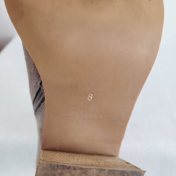 Jeffrey Campbell Kamet grey suede round toe stacked square heel bootie Size 8 - Picture 6 of 8